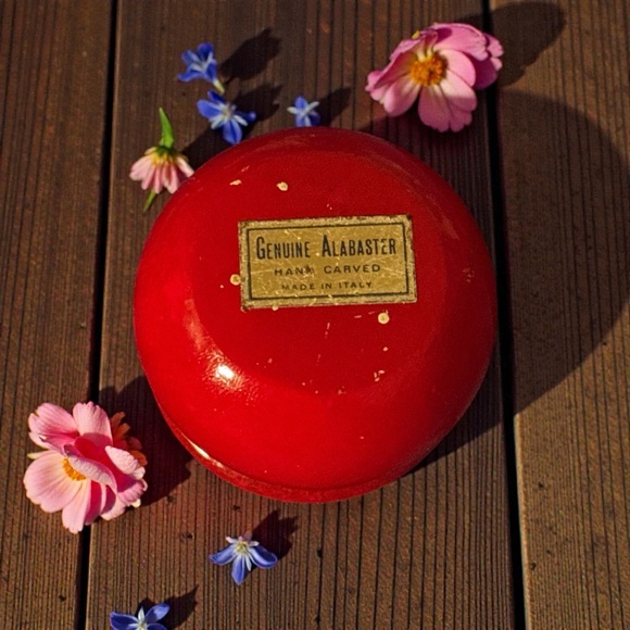 Vintage Authentic Italian Red Alabaster Trinket Box - Picture 5 of 8